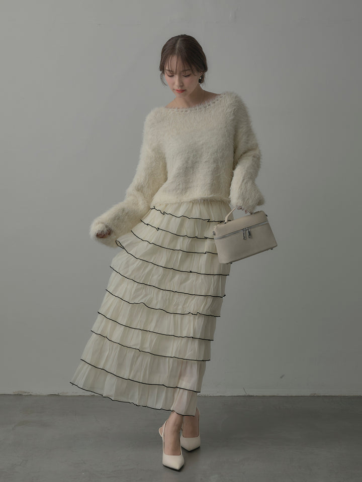 バイカラーフリルチュールスカート