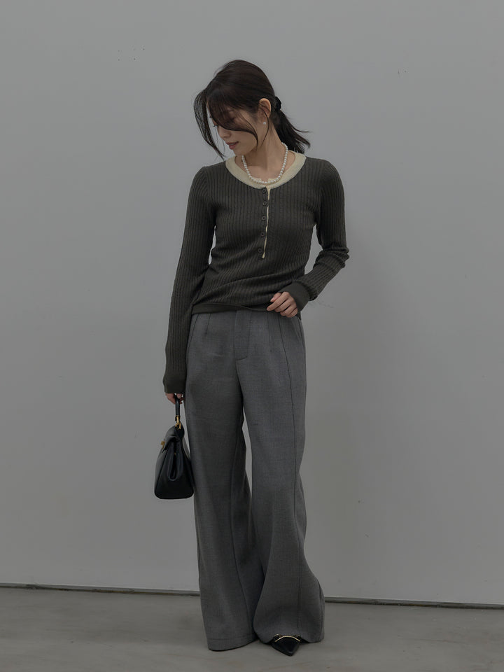 裏起毛デザインワイドパンツ