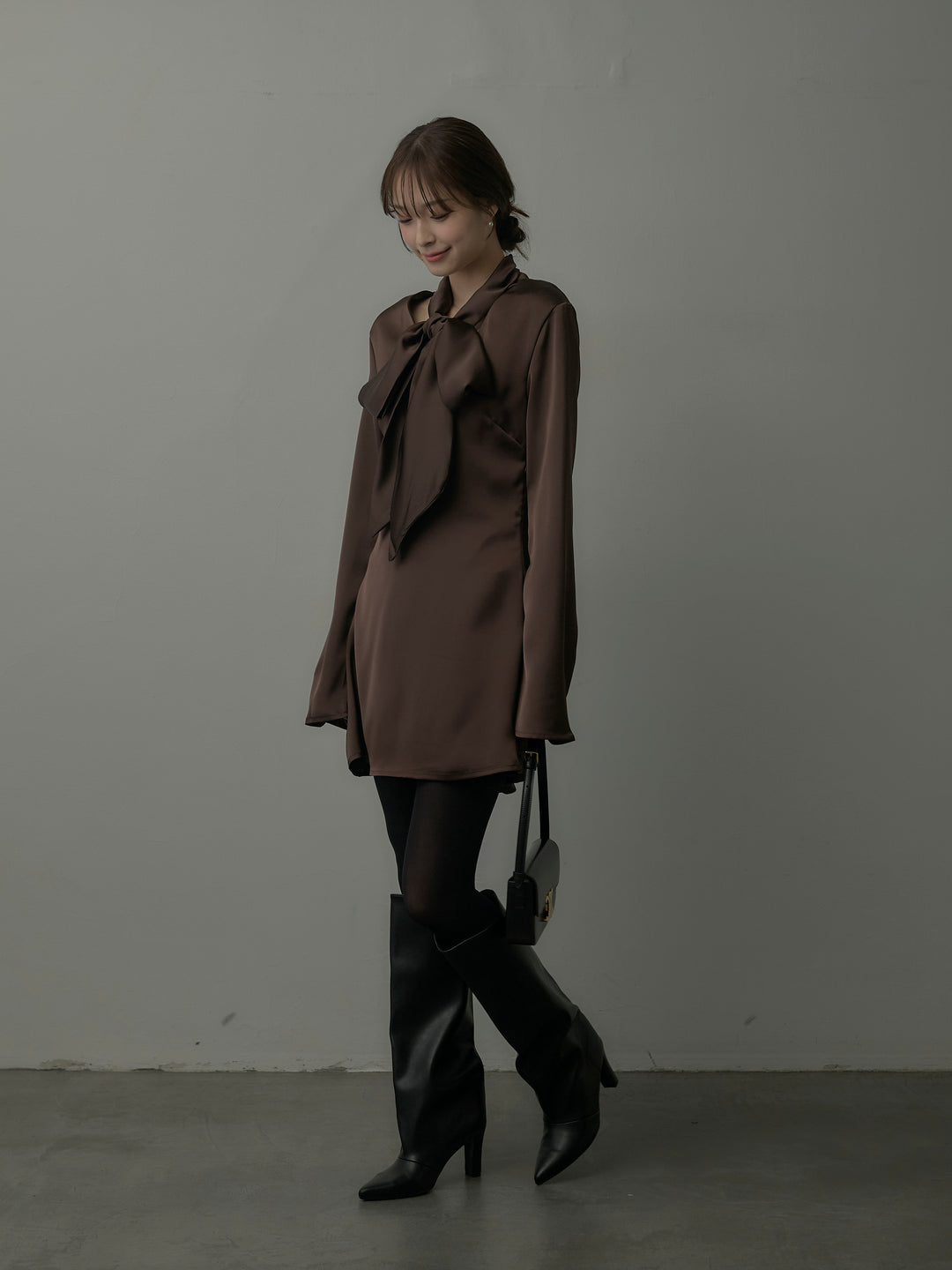 ボウタイサテンミニワンピース