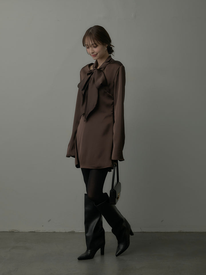 ボウタイサテンミニワンピース