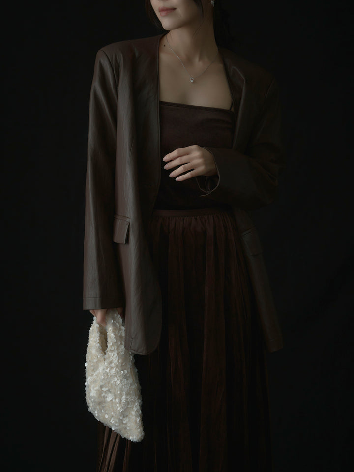 レザーノーカラージャケット