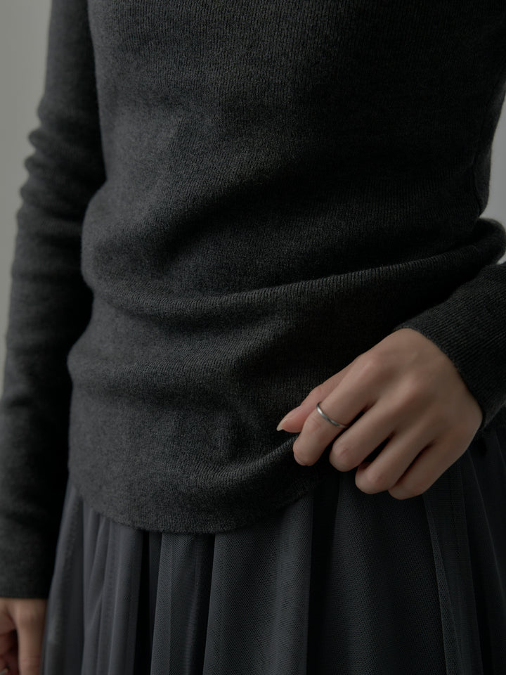 2wayリブニットポンチョトップス