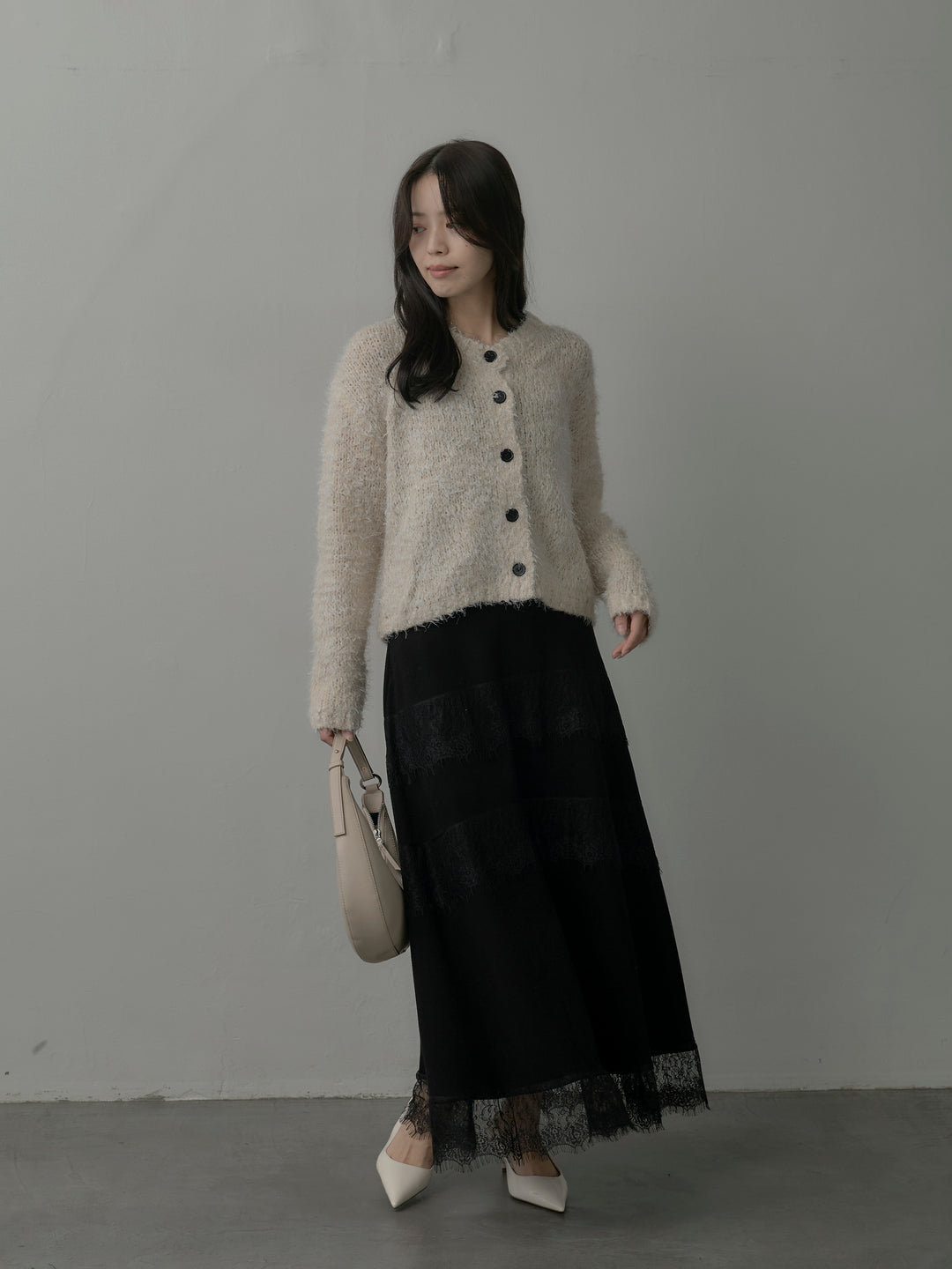 フェザーループニットカーディガン