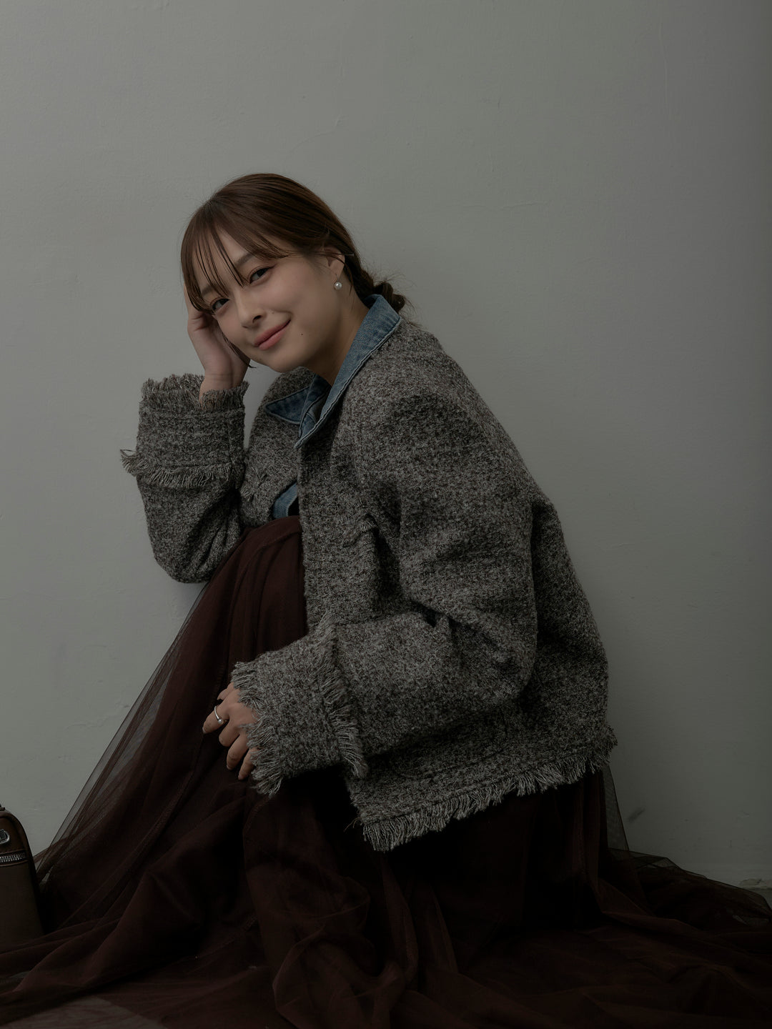 デニムドッキングオーバーサイズツイードジャケット