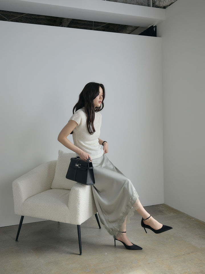 プチハイネックフレンチスリーブカットソー