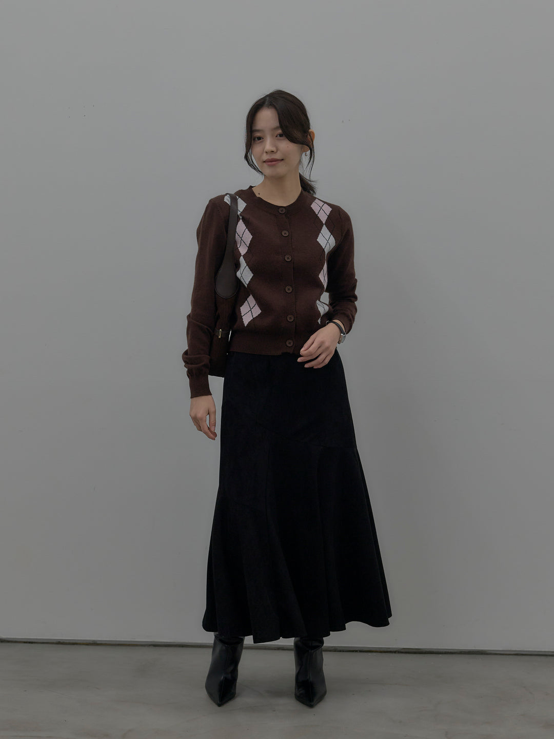 アーガイル柄ニットカーディガン