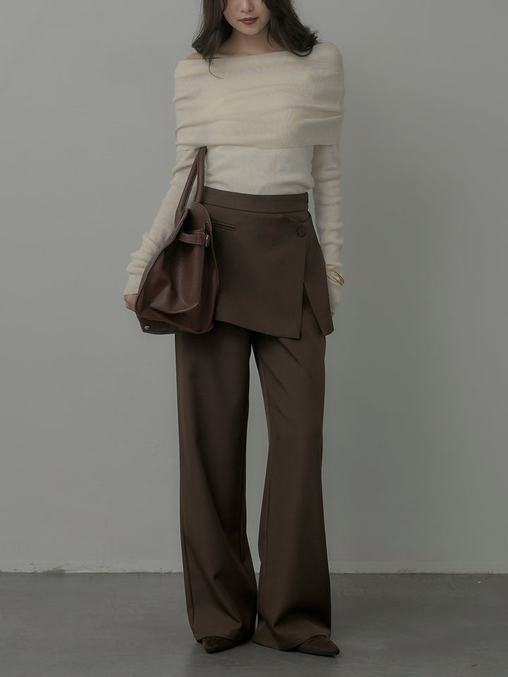 [予約]オフショルリブニットトップス