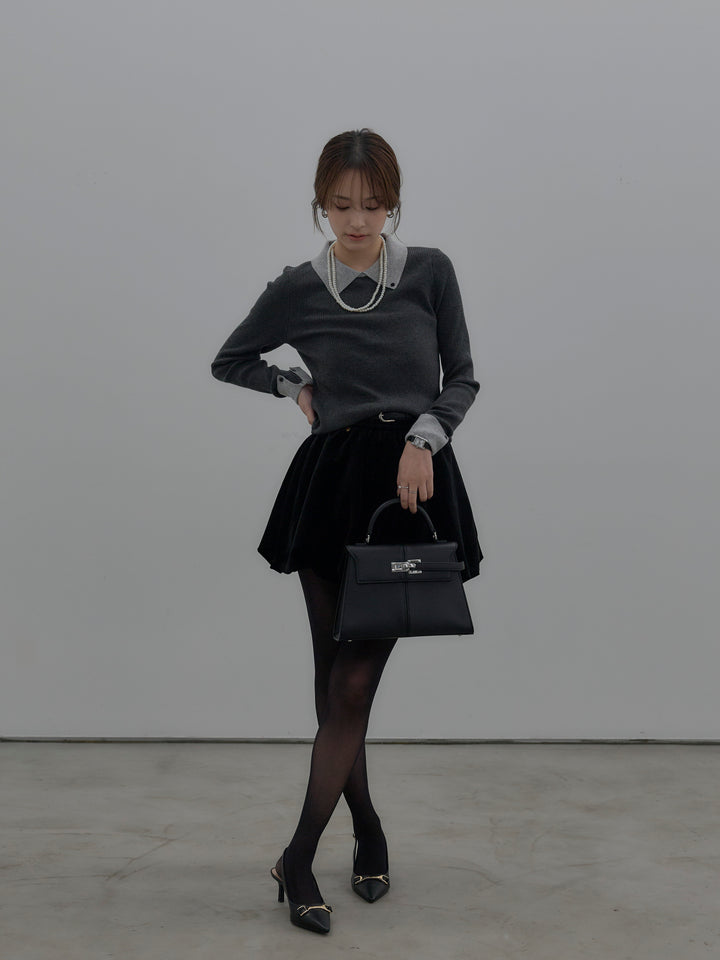 ベロアバルーンミニスカート(インパン付き)