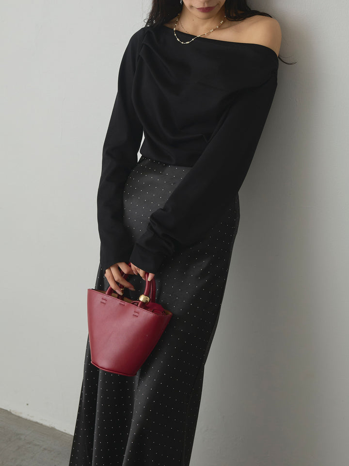 【Essential】2wayショルダードレープカットトップス