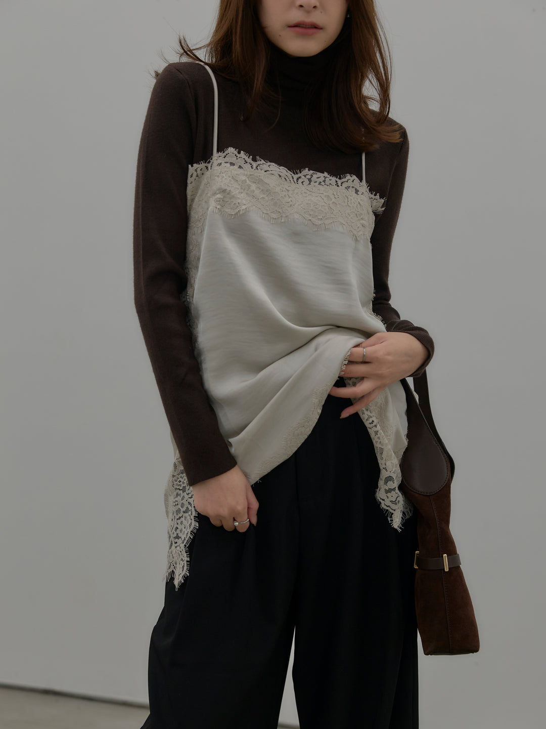 レースサテンキャミソール