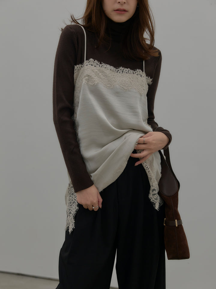 レースサテンキャミソール