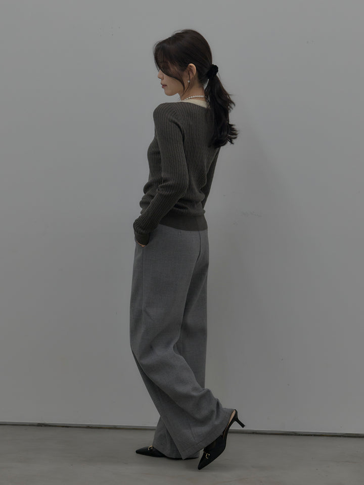 裏起毛デザインワイドパンツ