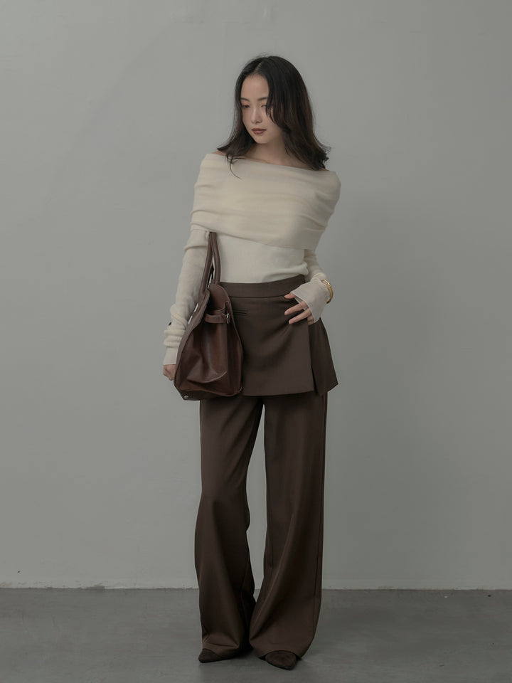 [予約]オフショルリブニットトップス