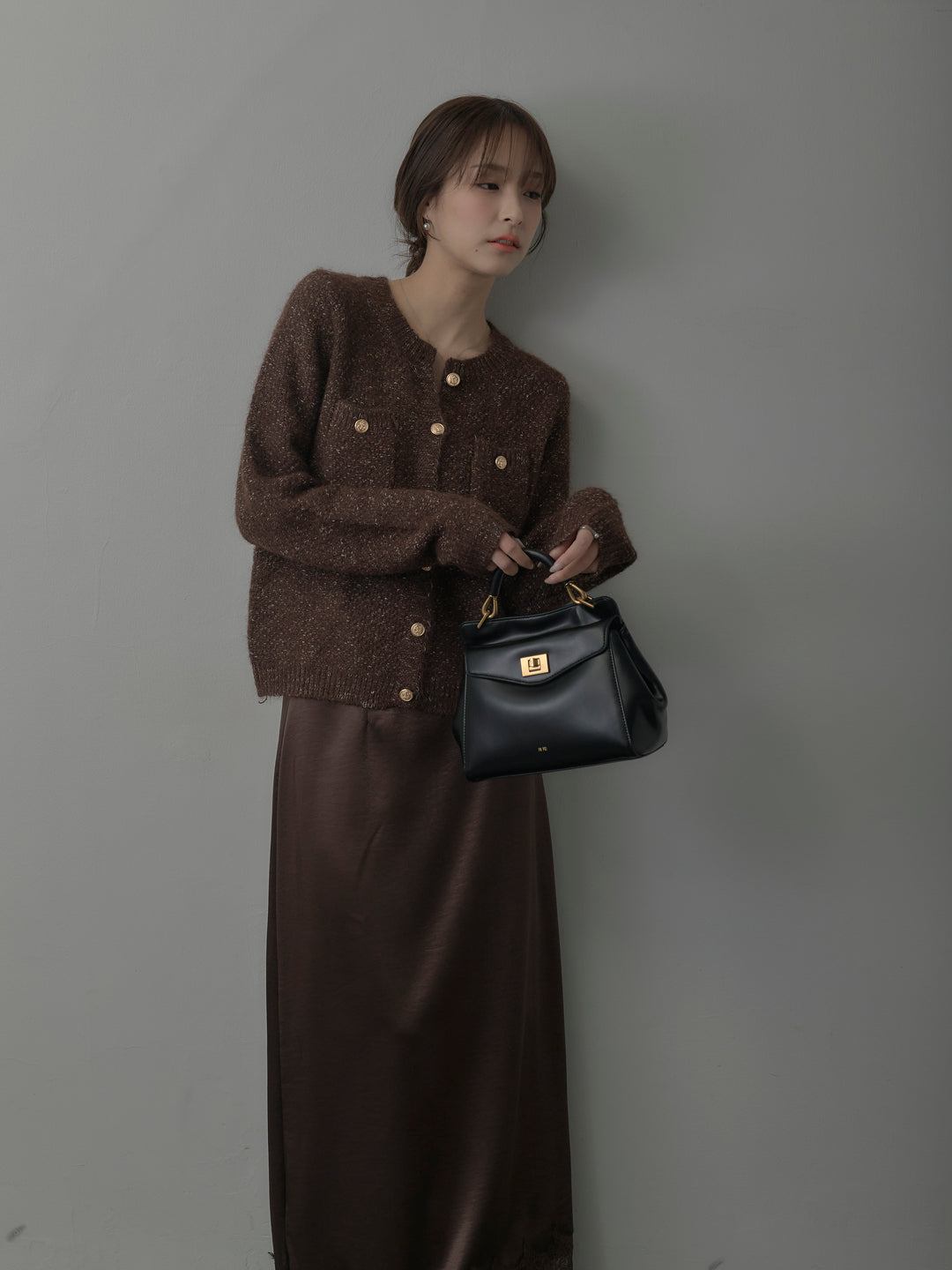 MIXニットゴールドボタンニットカーディガン