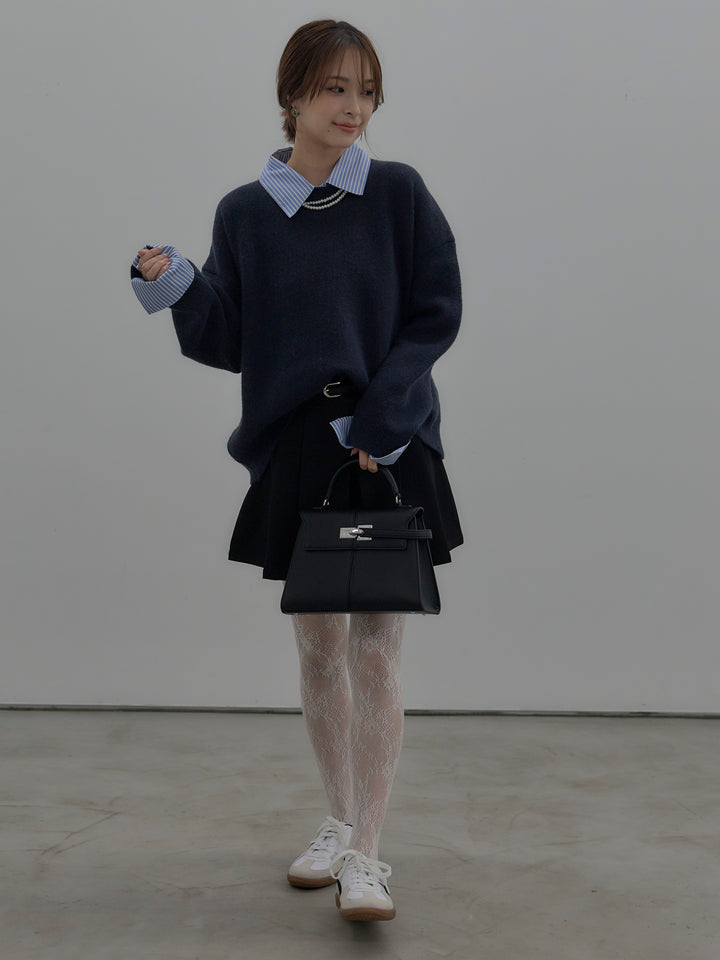 ベルト付きプリーツミニスカート