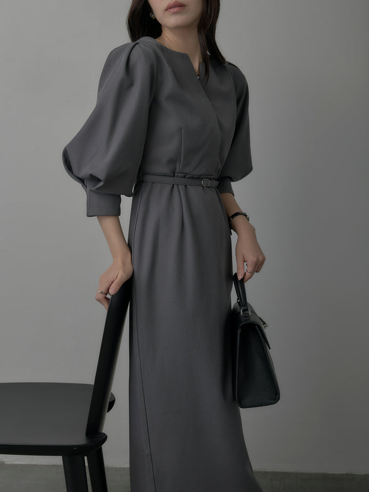 【Essential】裾レースパフスリーブワンピース