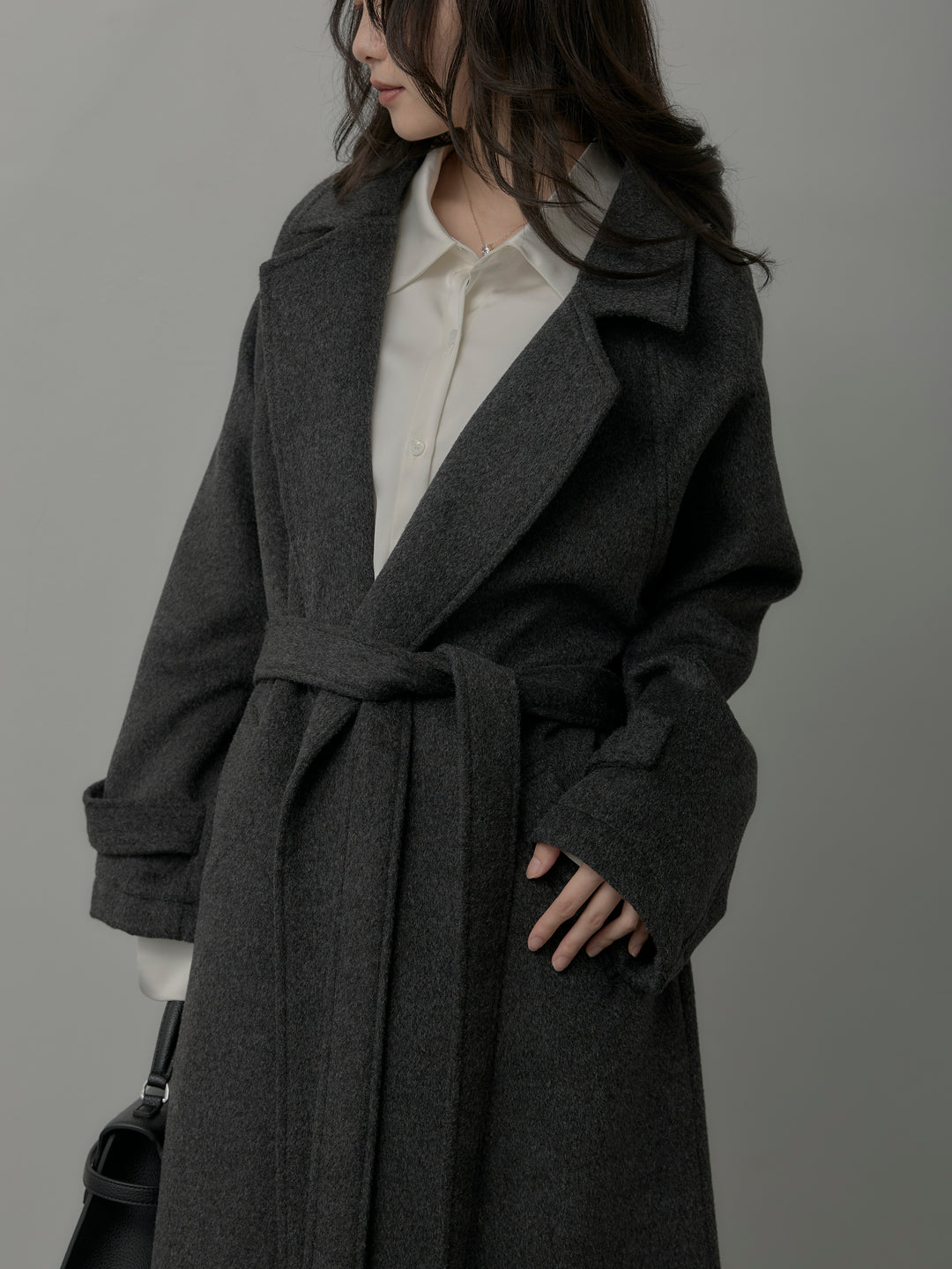 【SET】【Essential】ソフトウールリバートレンチコート+ケープ付きオーバーサテンシャツ+【Essential】３タックスラックス(3set)