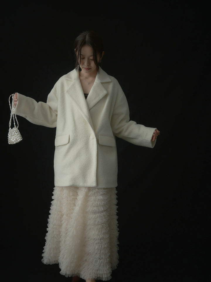 【SET】【Essential】オーバーサイズジャケットコート+ドラマチックフリルチュールスカート(2set)