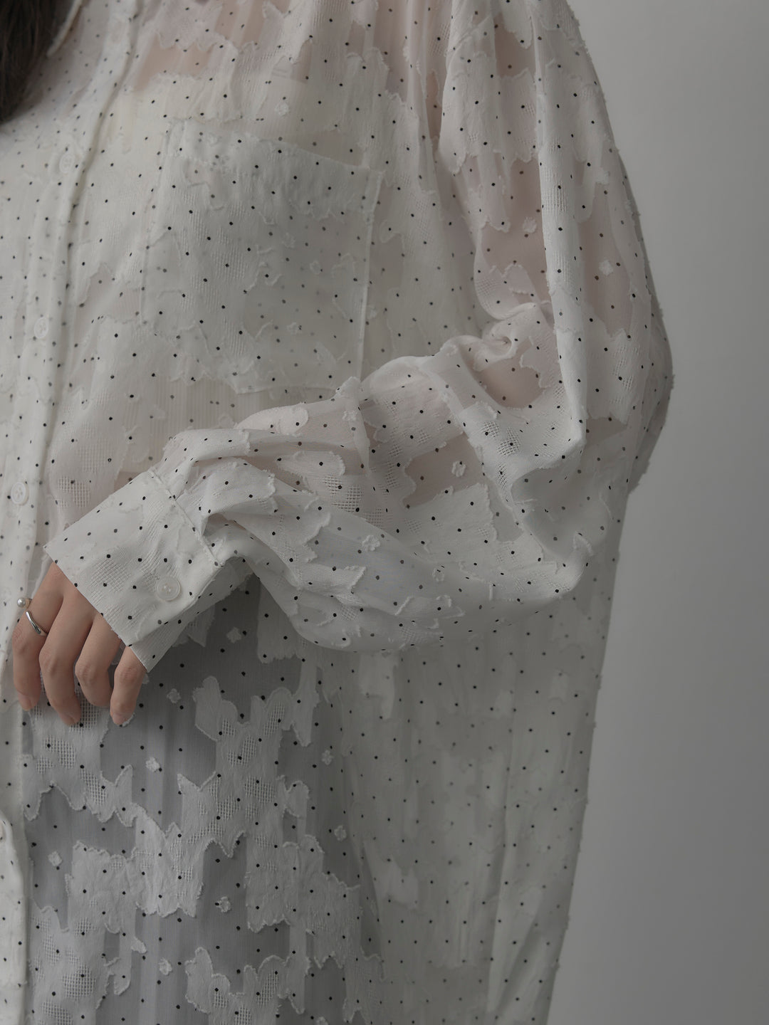 【SET】シアージャガードドットシャツ+ラップワイドパンツ(2set)