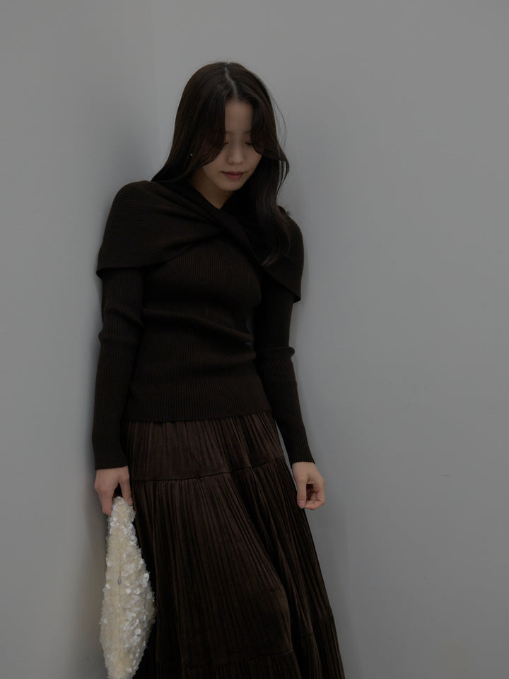 レースドッキングリブニットトップス