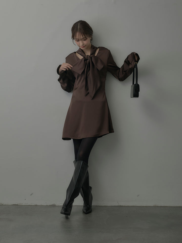 ボウタイサテンミニワンピース