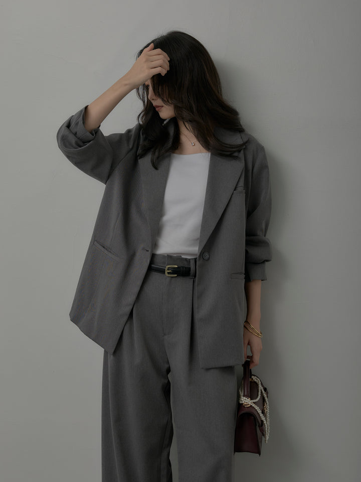 【SET】【Essential】ボックスシルエットテーラードジャケット+【Essential】３タックスラックス(2set)