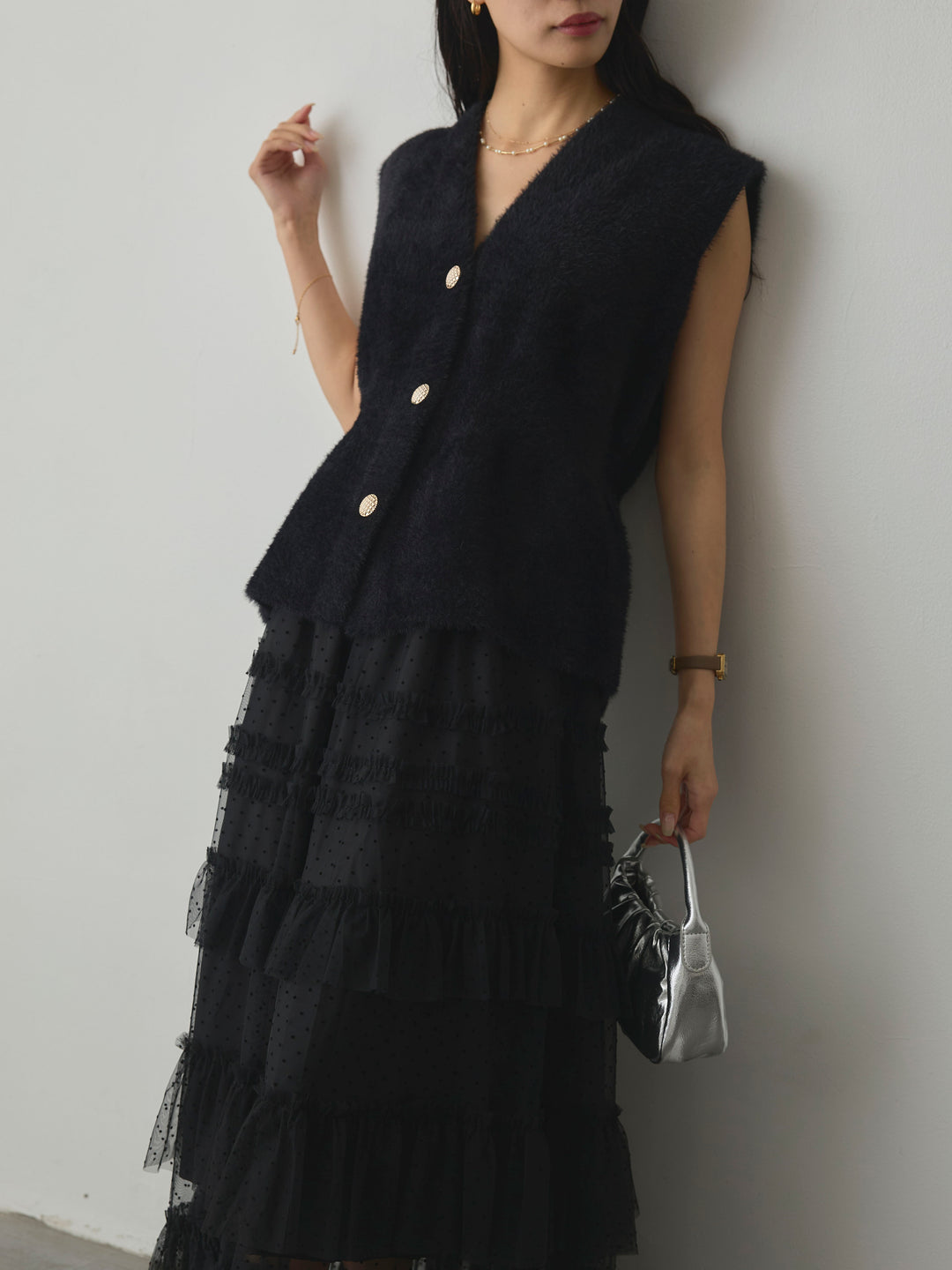 [予約]ドットチュールティアードスカート