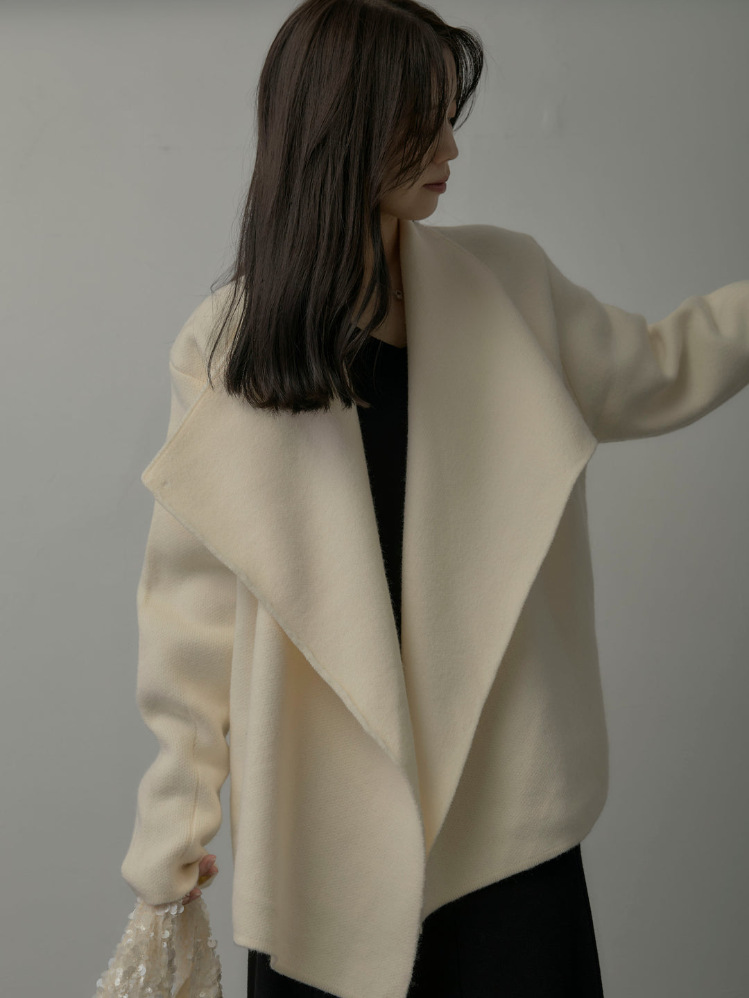 【SET】ショールカラーニットカーディガン+Vネックニットロングワンピース(2set)