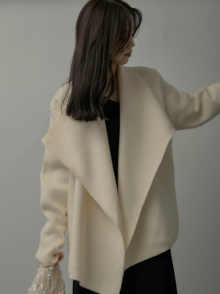 【SET】ショールカラーニットカーディガン+Vネックニットロングワンピース(2set)