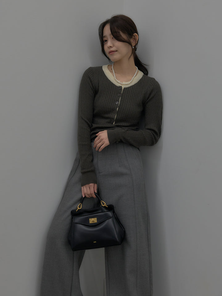 裏起毛デザインワイドパンツ