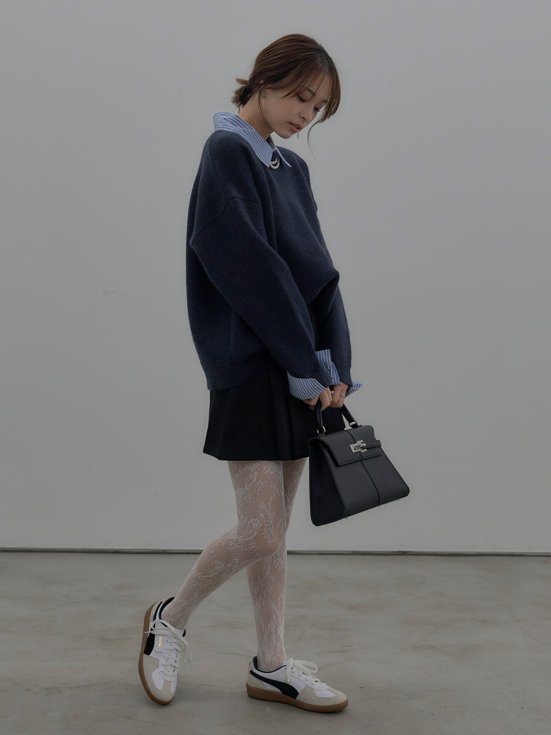 ベルト付きプリーツミニスカート