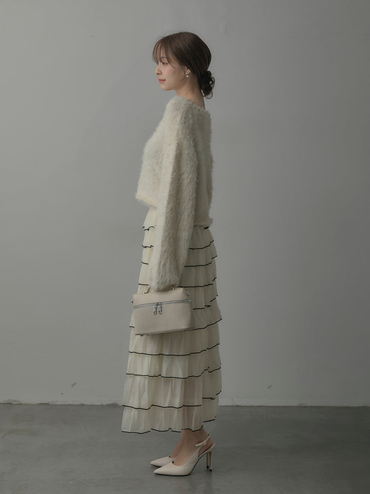 バイカラーフリルチュールスカート