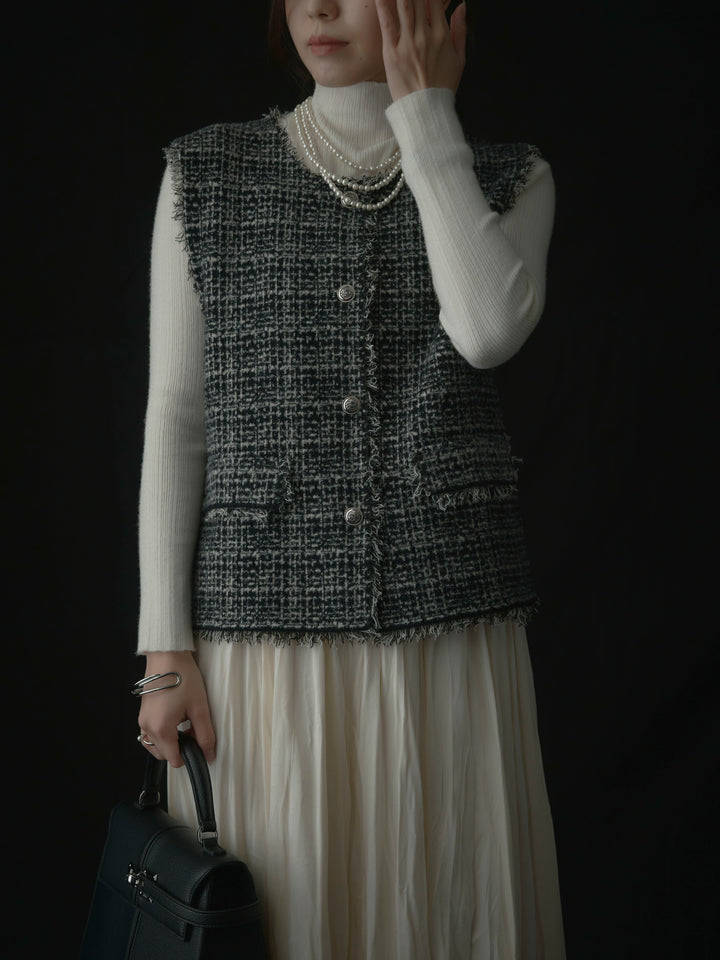 ツイードフリンジベスト