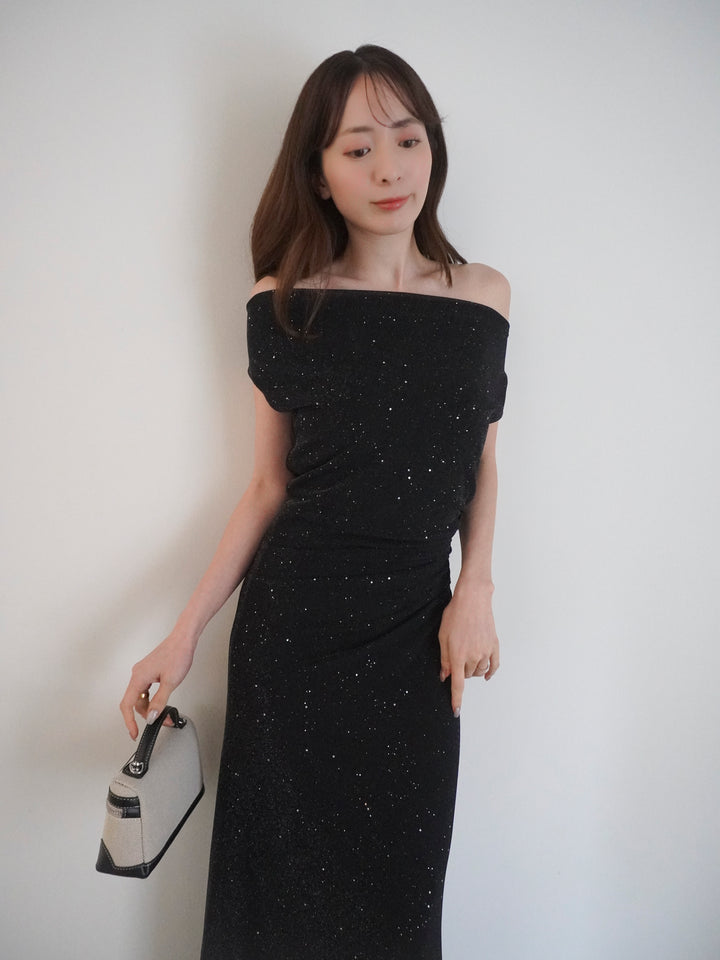 ラメドレープスリムフィットワンピース