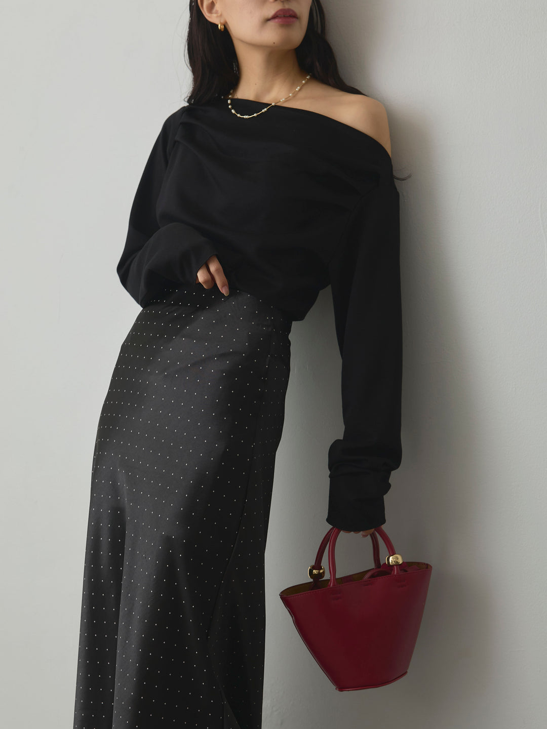 [予約]ドットサテンスカート