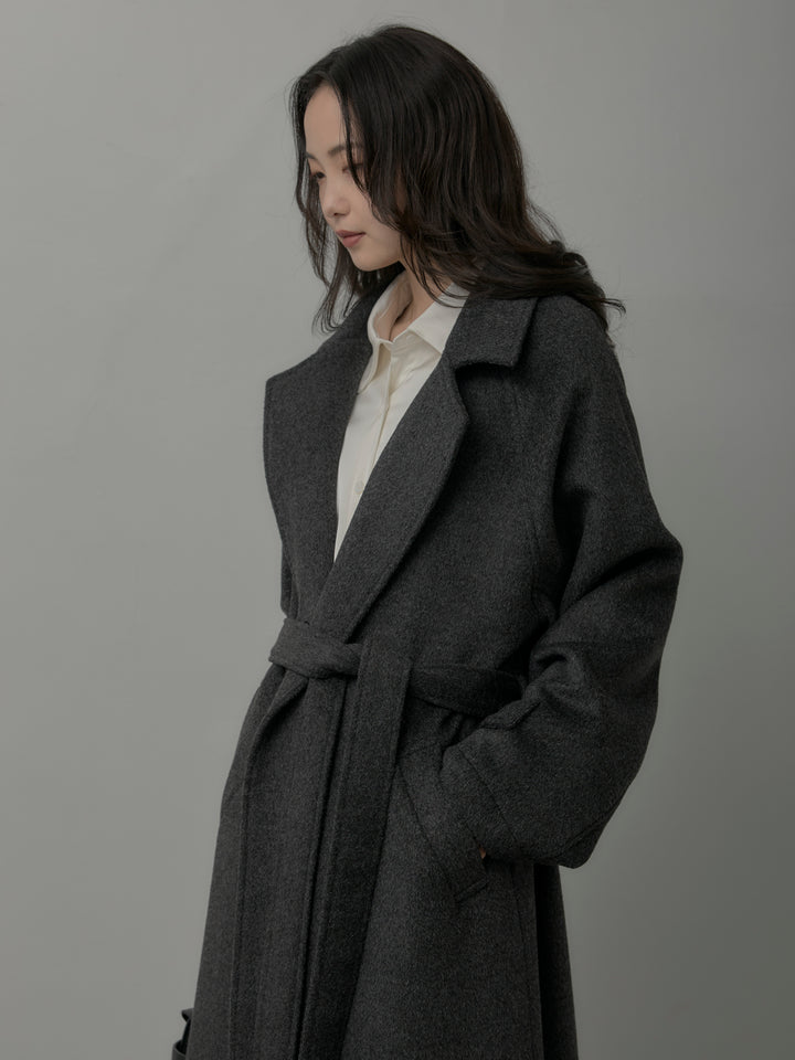 【SET】【Essential】ソフトウールリバートレンチコート+ケープ付きオーバーサテンシャツ+【Essential】３タックスラックス(3set)