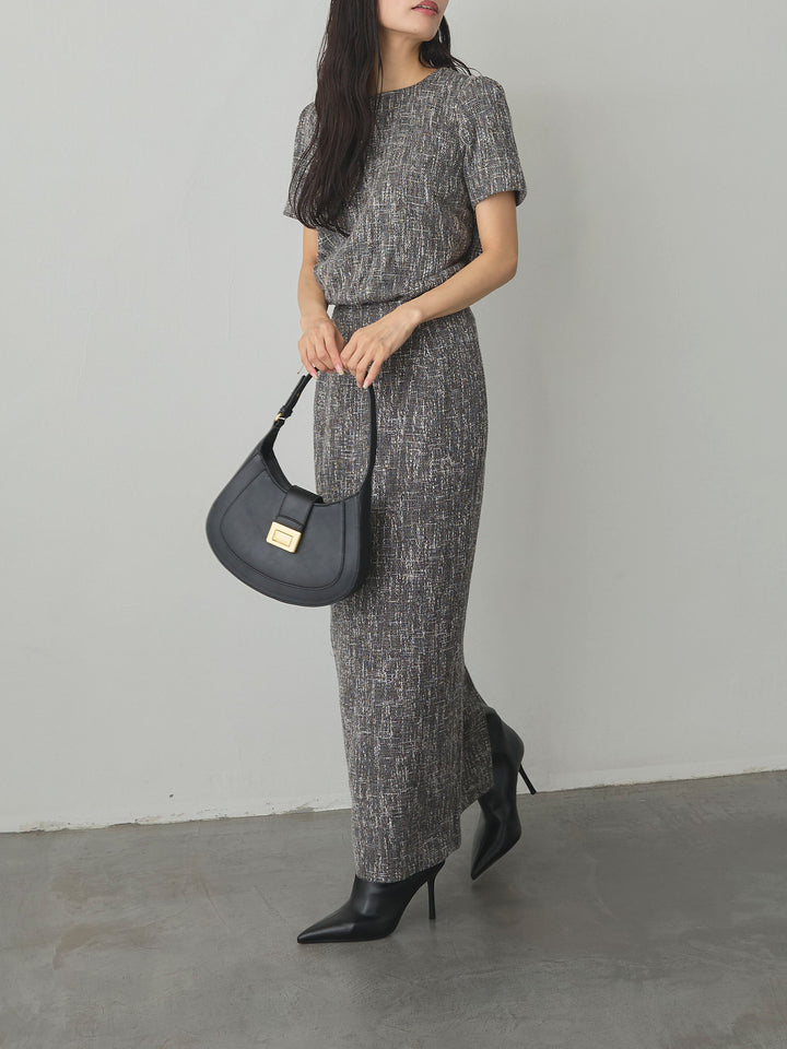 【Essential】ツイードハーフスリーブトップス