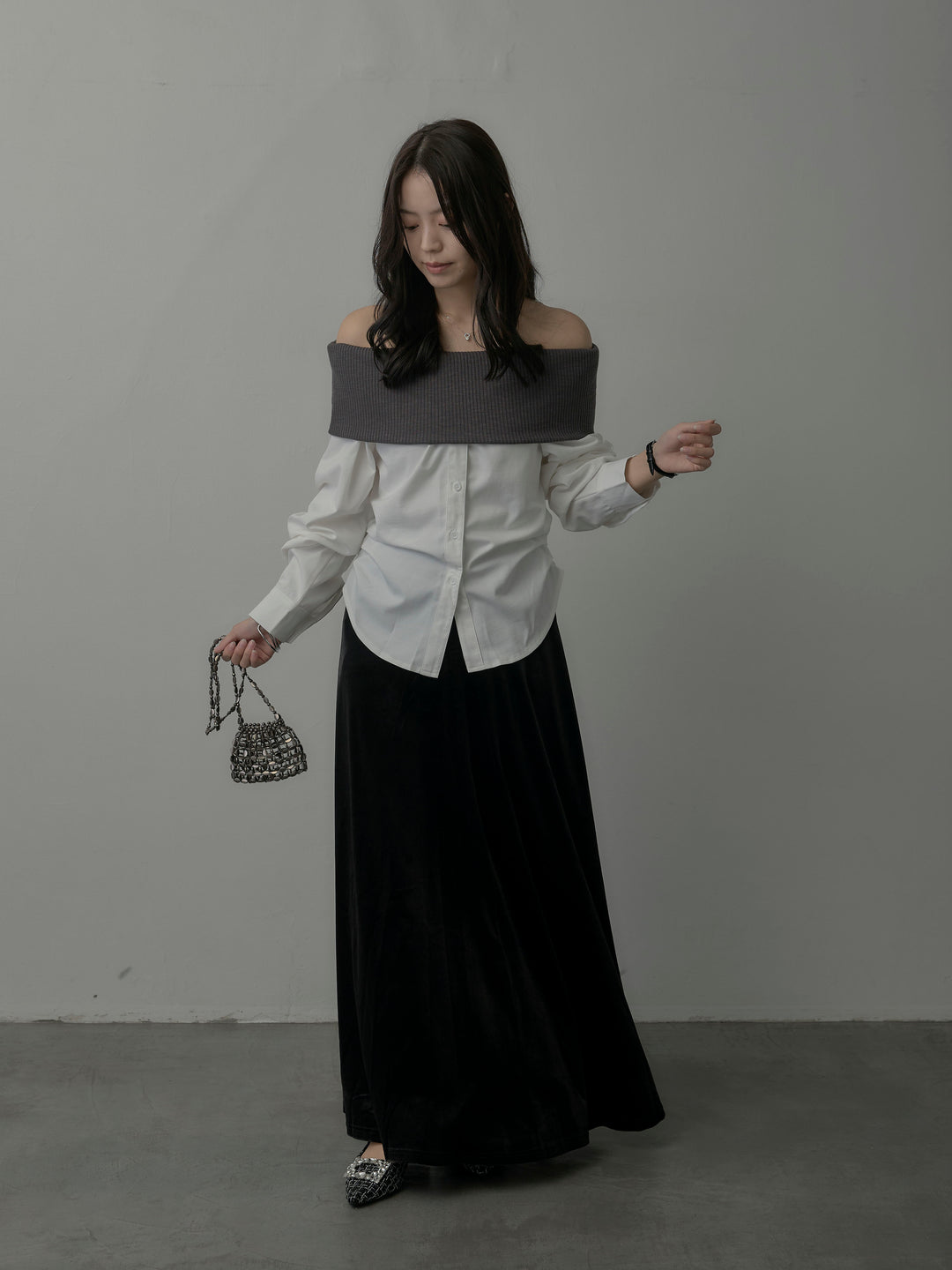 ベロアフレアロングスカート