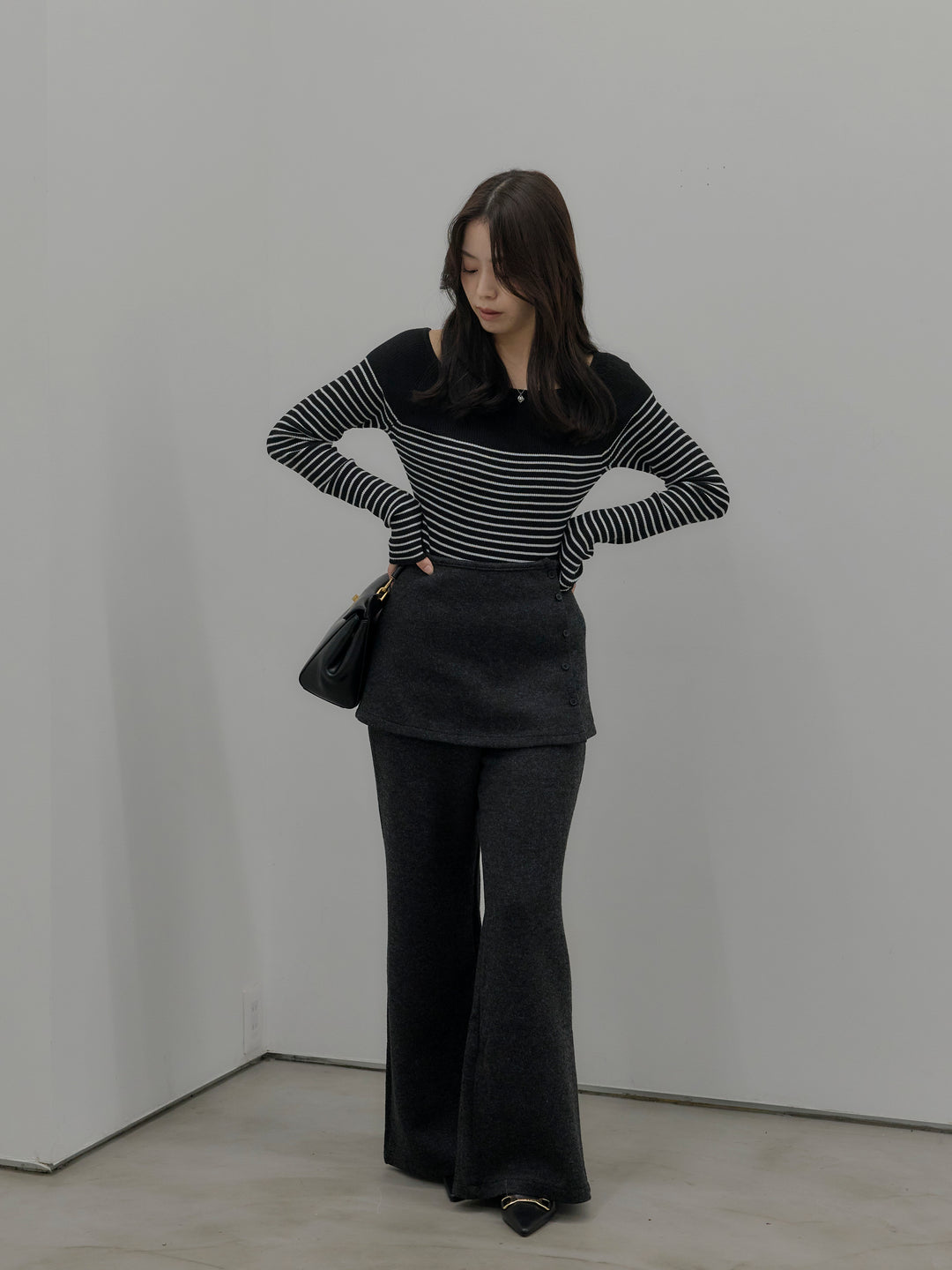 ミックスヤーンニットラップパンツ