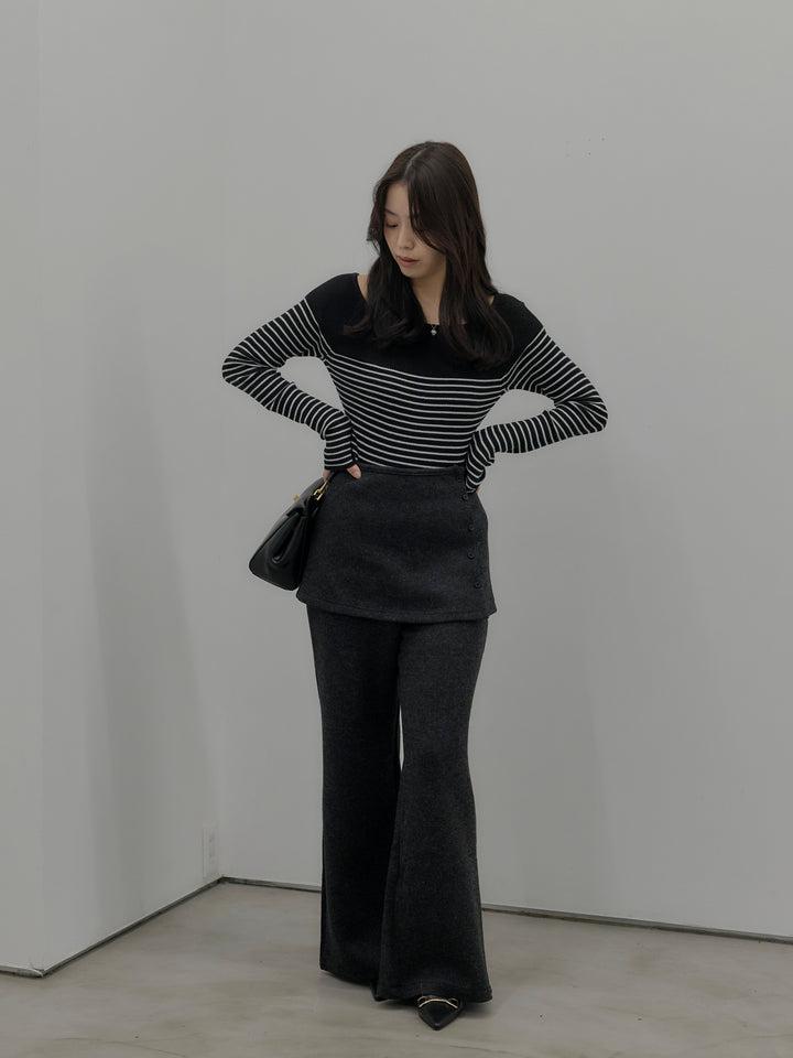 ミックスヤーンニットラップパンツ