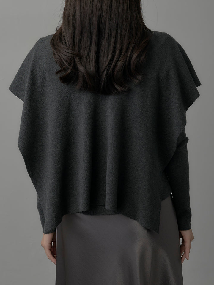 2wayリブニットポンチョトップス