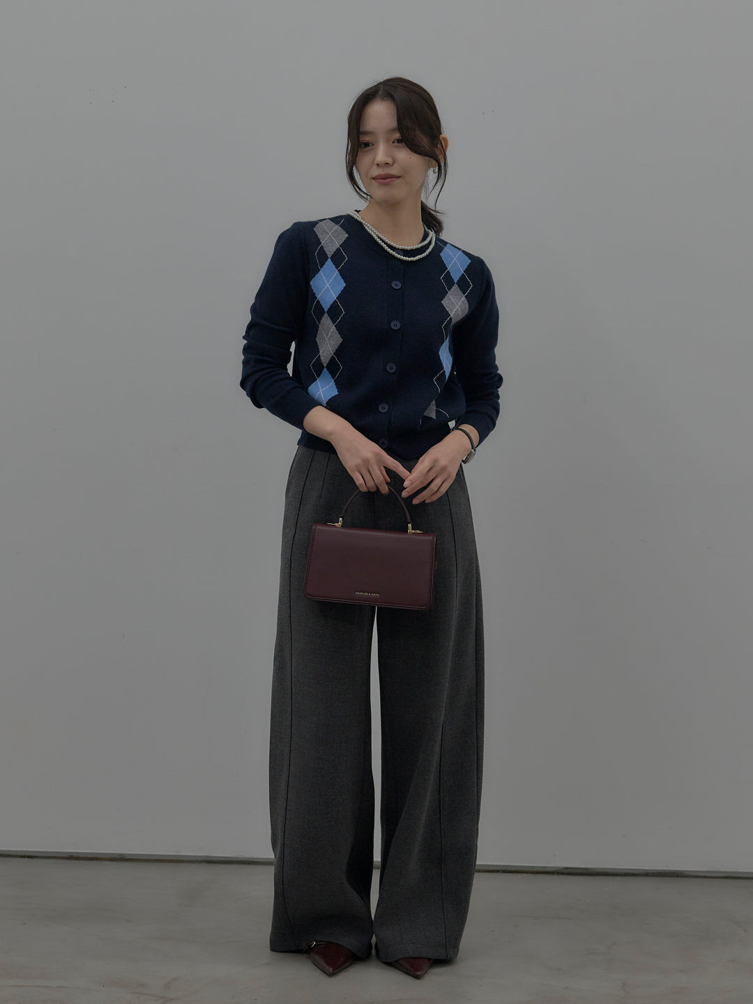 裏起毛デザインワイドパンツ