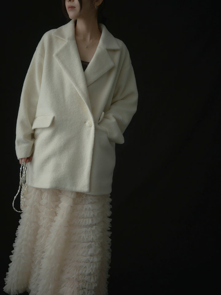 【SET】【Essential】オーバーサイズジャケットコート+ドラマチックフリルチュールスカート(2set)