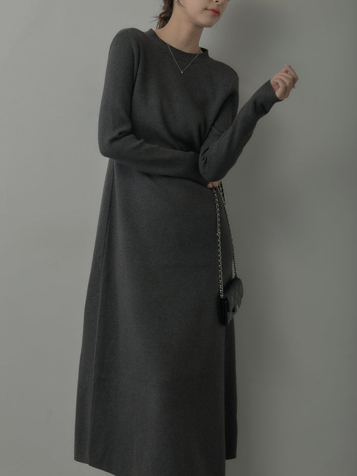 バックリボンニットロングワンピース
