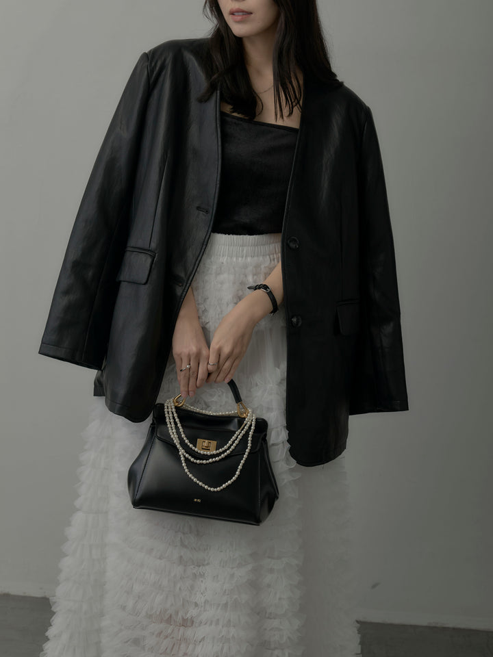 レザーノーカラージャケット