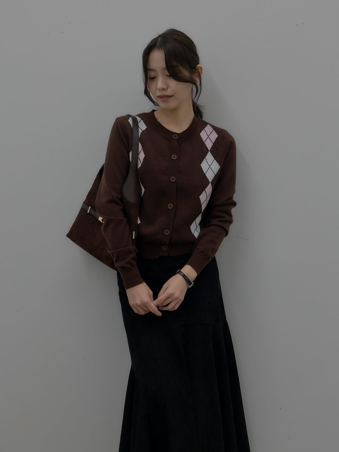 アーガイル柄ニットカーディガン