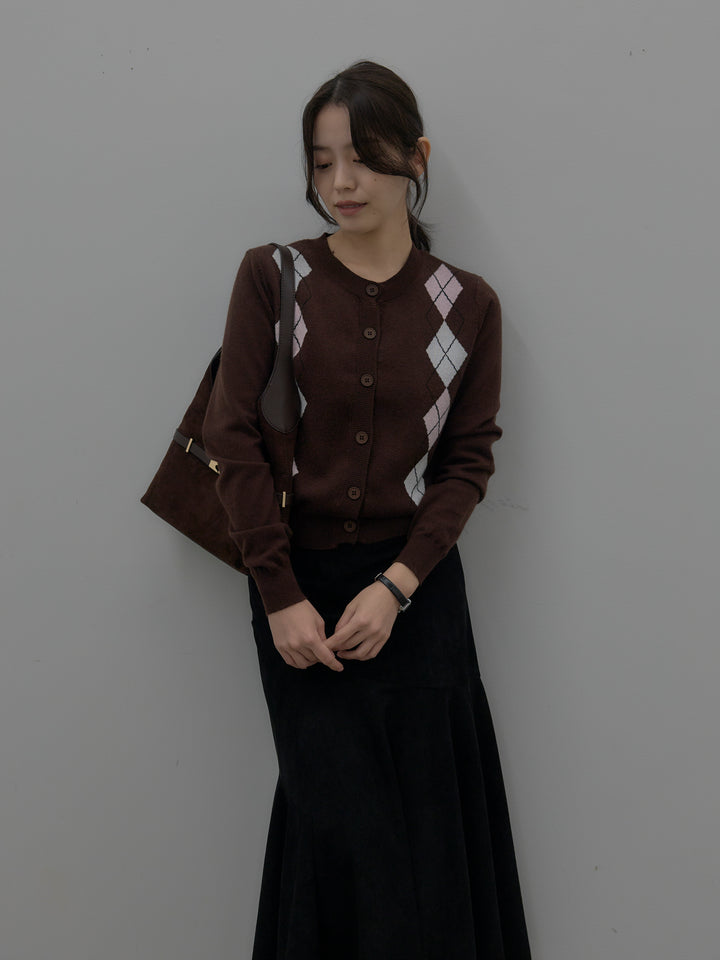 アーガイル柄ニットカーディガン
