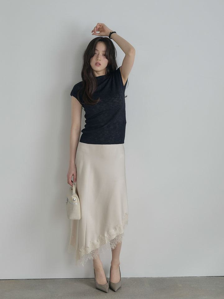 プチハイネックフレンチスリーブカットソー