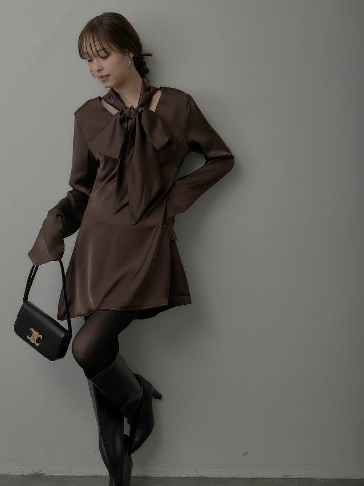 ボウタイサテンミニワンピース