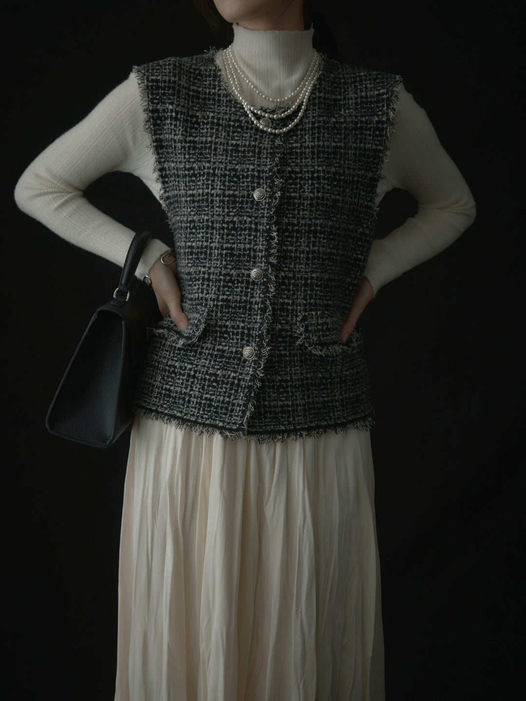 ツイードフリンジベスト